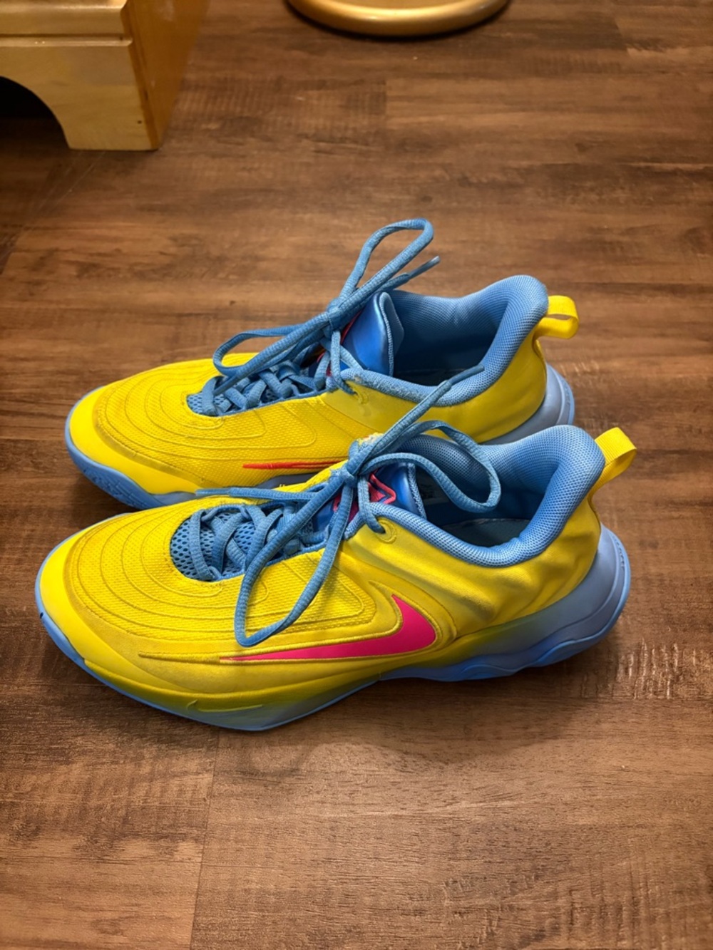 Girls Nike Giannis Immortality 4 Athletic Sneakers in Yellow and Blue